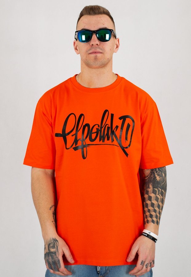 T-shirt El Polako Handmade pomarańczowy