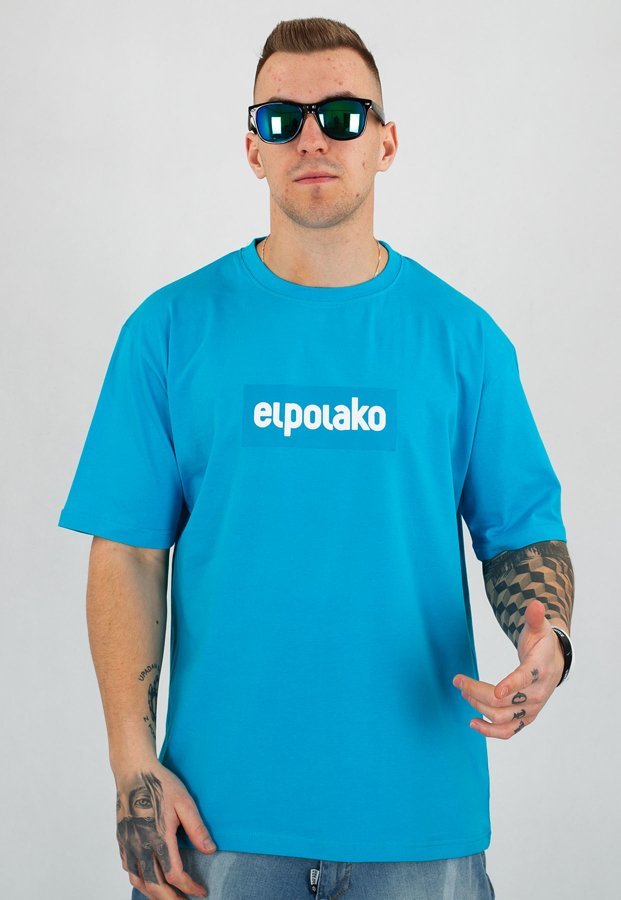 T-shirt El Polako Logobox błękitny