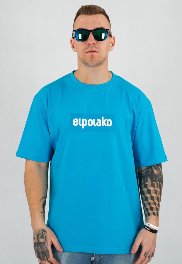 T-shirt El Polako Logobox błękitny