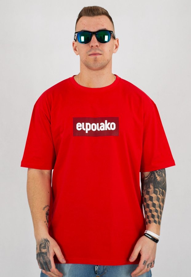 T-shirt El Polako Logobox czerwony
