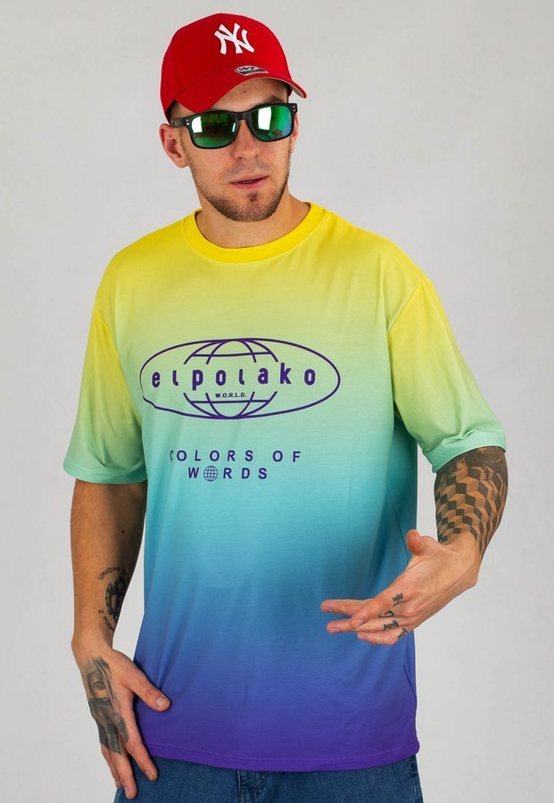 T-shirt El Polako Premium Gradient Elpo zielono niebieski 