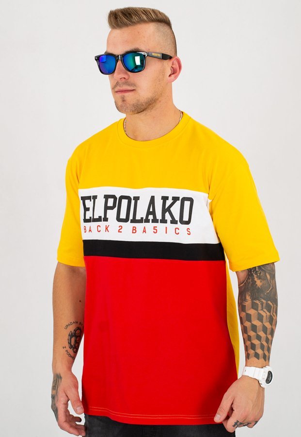 T-shirt El Polako School żółto czerwony