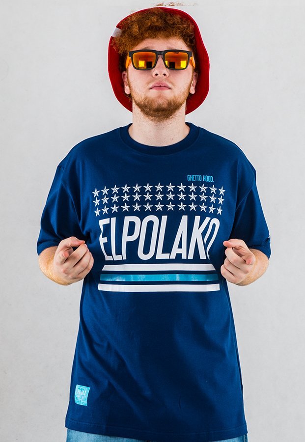 T-shirt El Polako Stars Ghetto Hood niebieski
