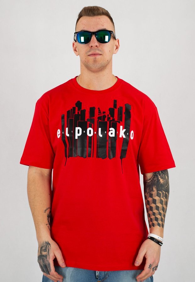 T-shirt El Polako Town czerwony
