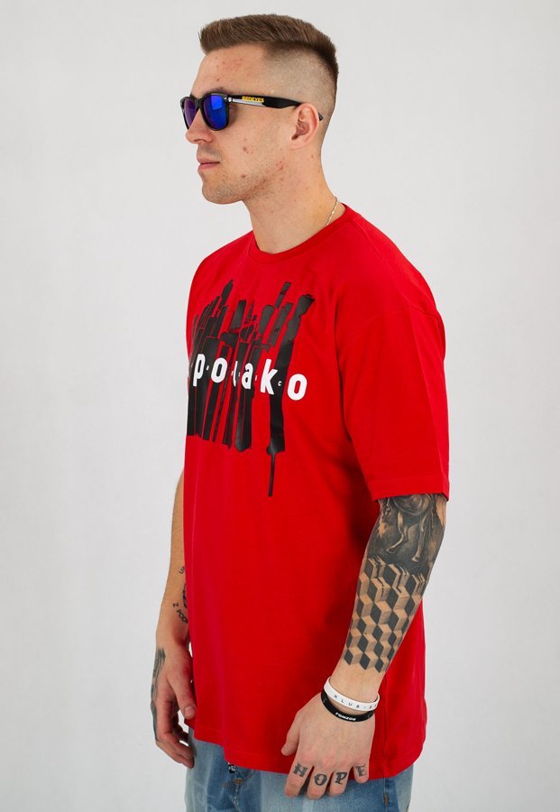T-shirt El Polako Town czerwony
