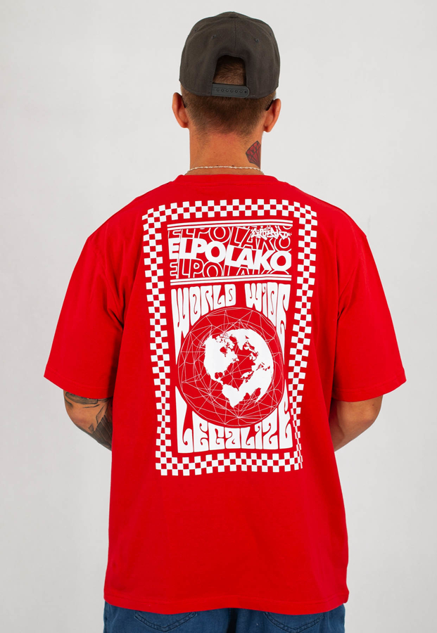 T-shirt El Polako World Wide czerwony