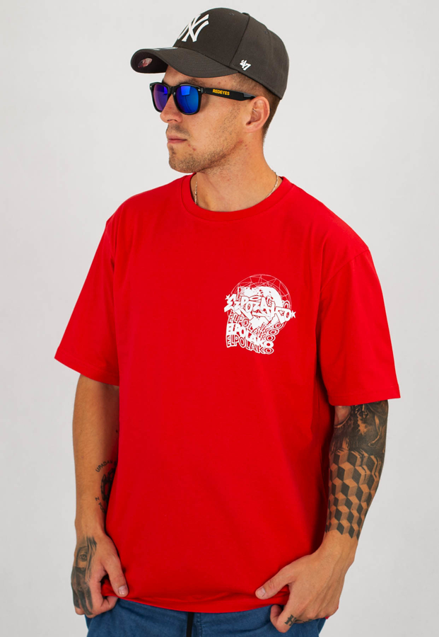 T-shirt El Polako World Wide czerwony