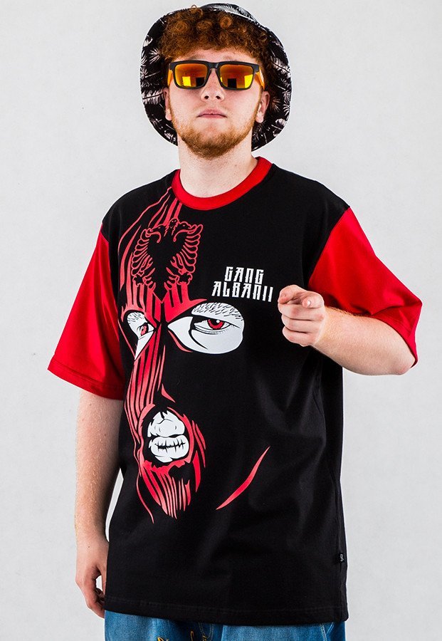 T-shirt Gang Albanii Face czarno czerwony