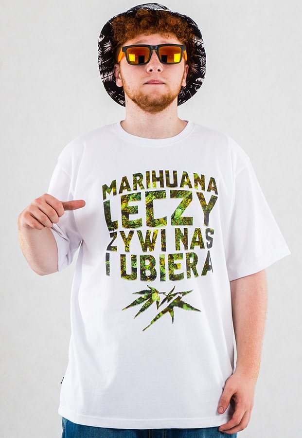 T-shirt Gang Albanii Marihuana biały