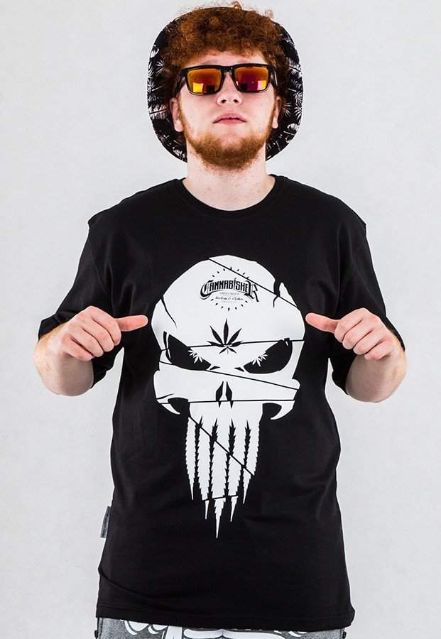 T-shirt Ganja Mafia Cannabisher Skull Fluo czarny