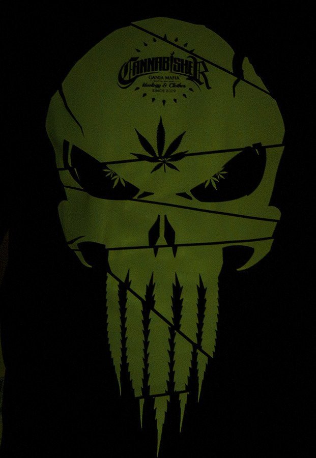 T-shirt Ganja Mafia Cannabisher Skull Fluo czarny