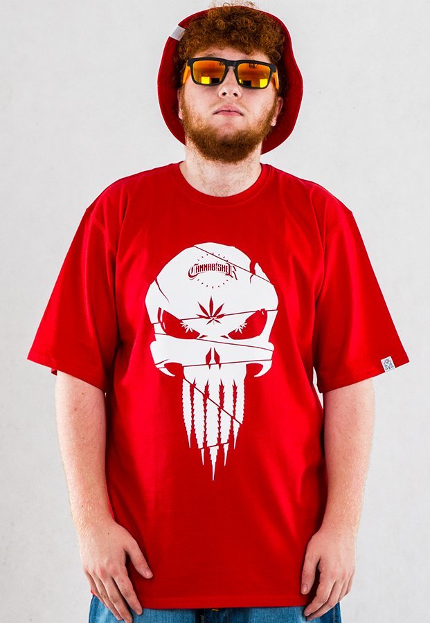 T-shirt Ganja Mafia Cannabisher Skull czerwony