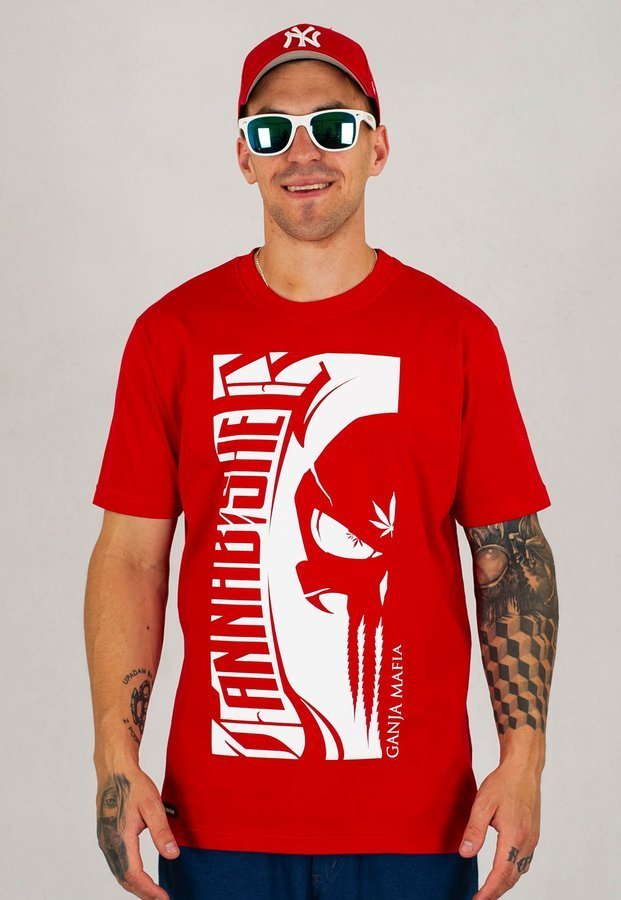 T-shirt Ganja Mafia Cannabisher czerwony