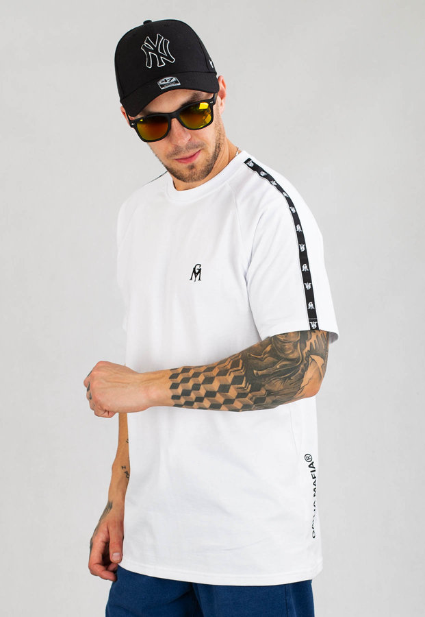 T-shirt Ganja Mafia GM Stripe biały