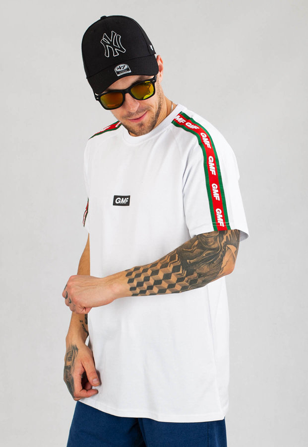 T-shirt Ganja Mafia GMF Stripe biały