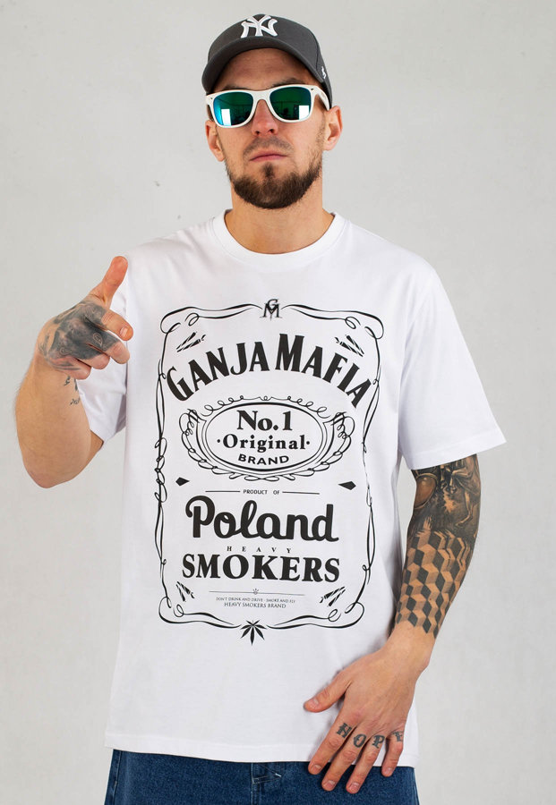 T-shirt Ganja Mafia Heavy Smokers biały