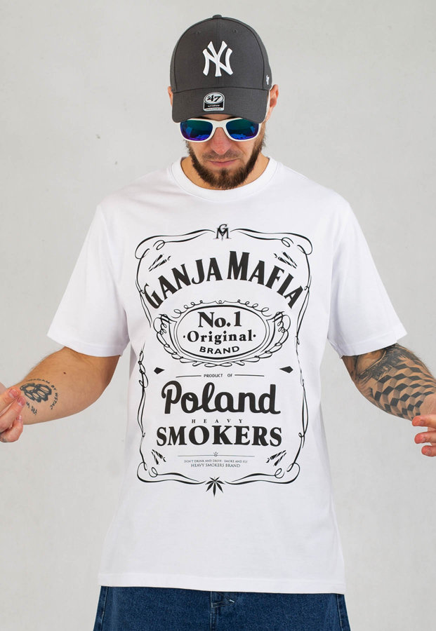 T-shirt Ganja Mafia Heavy Smokers biały