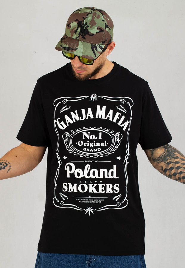 T-shirt Ganja Mafia Heavy Smokers czarno biały