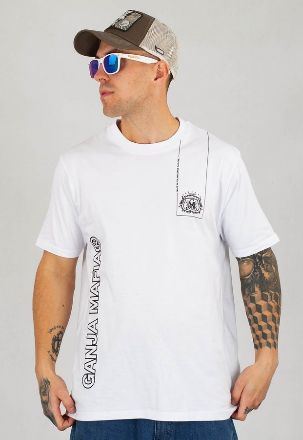 T-shirt Ganja Mafia Modern Herb Outline biały