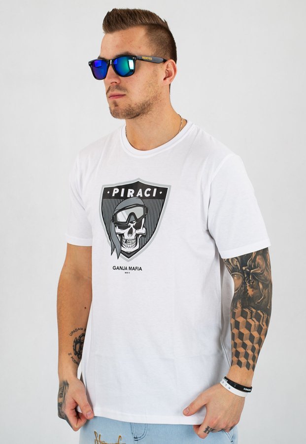 T-shirt Ganja Mafia Piraci biały