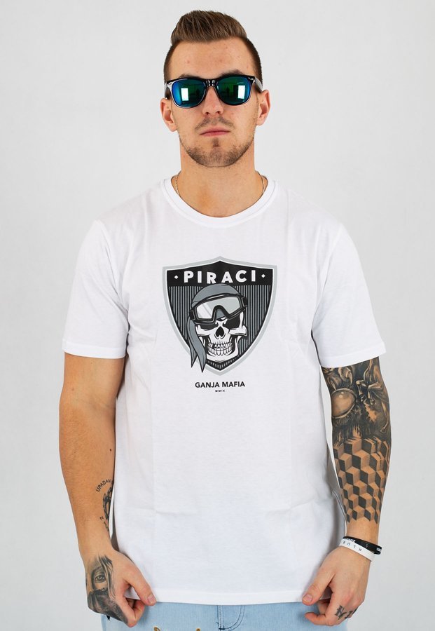 T-shirt Ganja Mafia Piraci biały