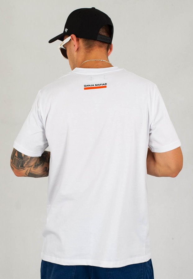T-shirt Ganja Mafia Podpis Tech biały