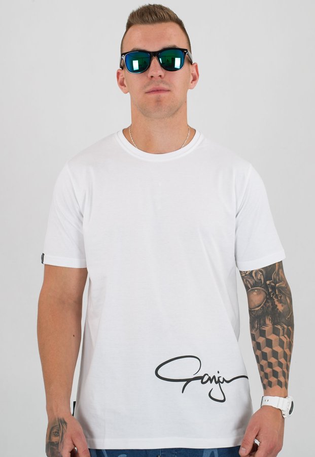 T-shirt Ganja Mafia Podpis biały