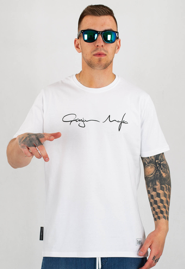 T-shirt Ganja Mafia Podpis biały
