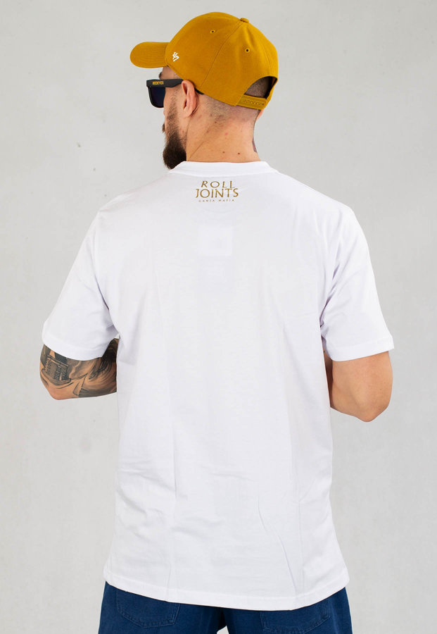 T-shirt Ganja Mafia RJ 22 biało złoty