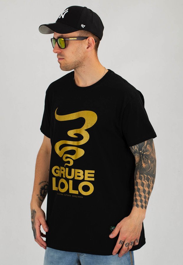 T-shirt Grube Lolo Dymek czarno złoty
