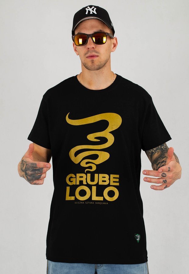T-shirt Grube Lolo Dymek czarno złoty