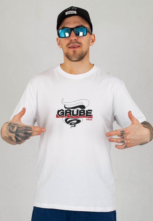 T-shirt Grube Lolo Outline biały