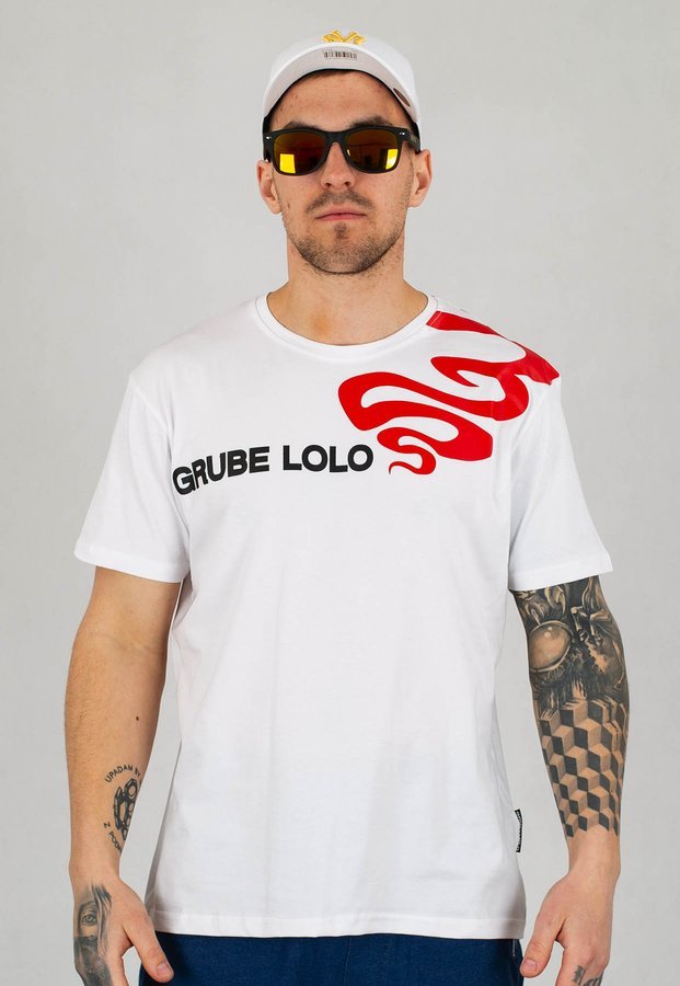 T-shirt Grube Lolo Red Smoke biały