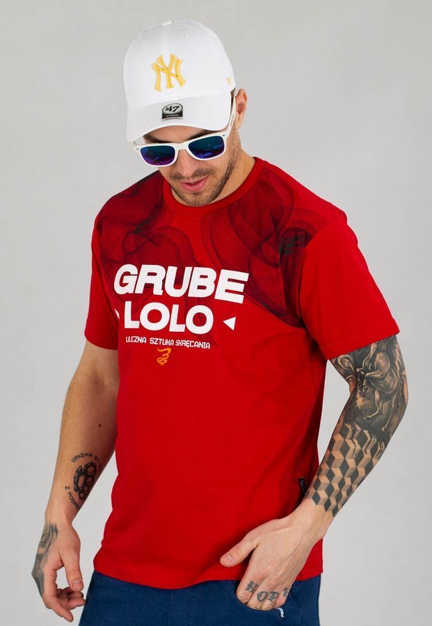 T-shirt Grube Lolo Smoke Background czerwony