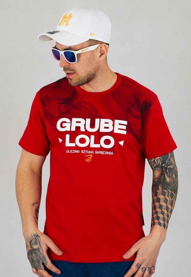 T-shirt Grube Lolo Smoke Background czerwony