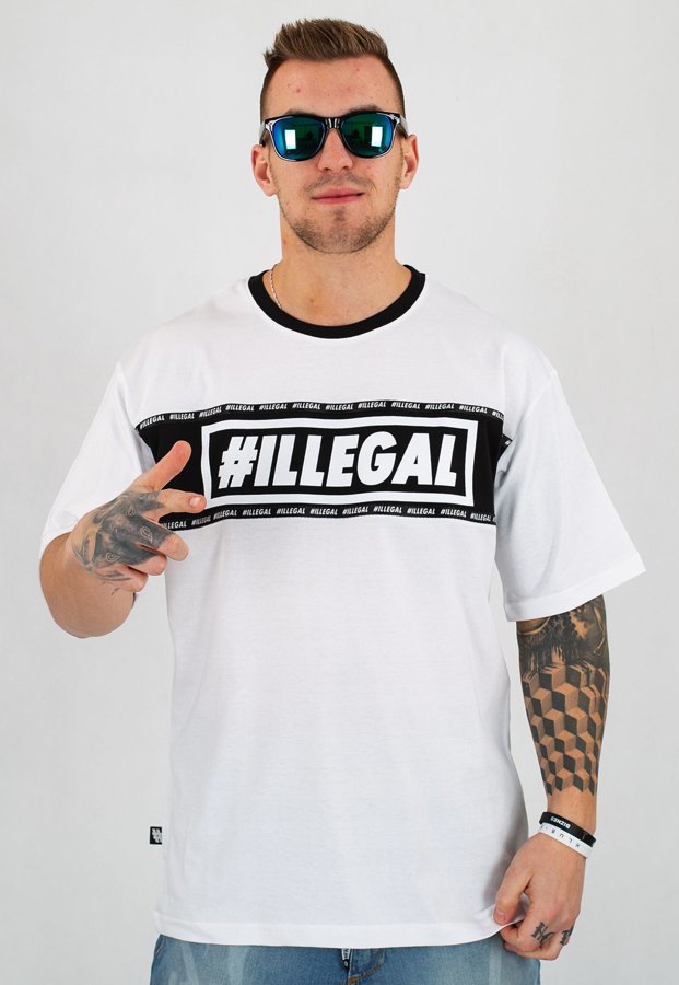 T-shirt Illegal Belt biały