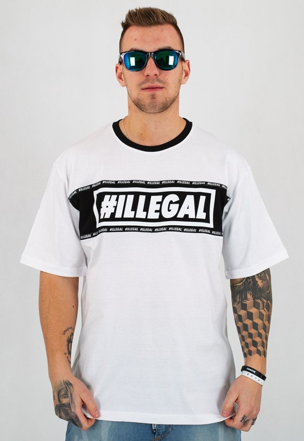 T-shirt Illegal Belt biały