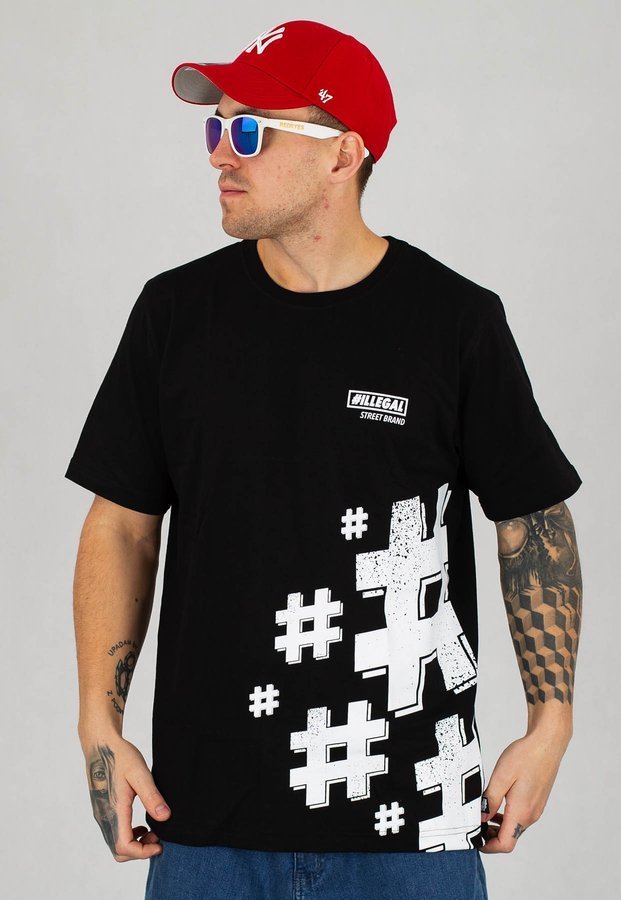 T-shirt Illegal Hashtag czarny
