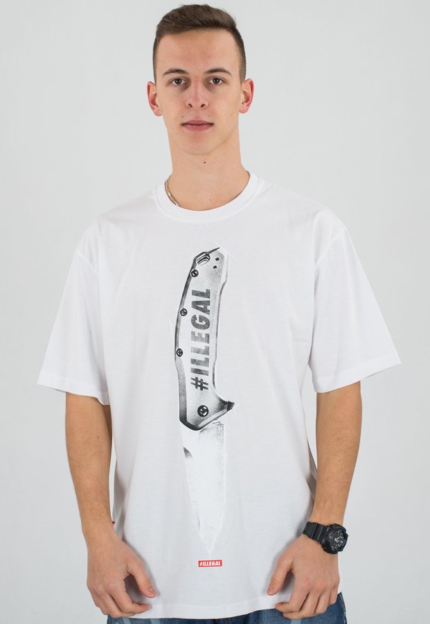 T-shirt Illegal Knife biały