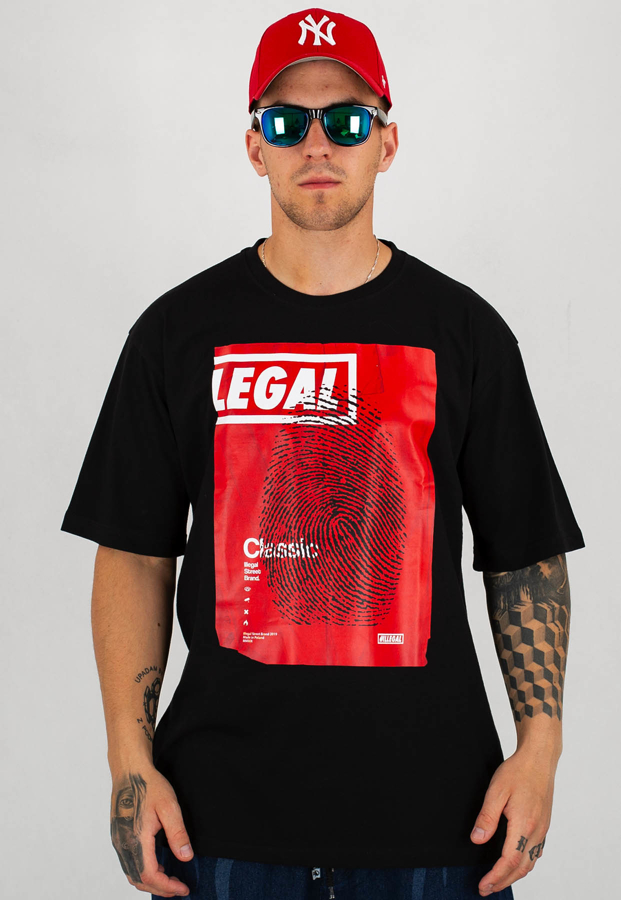 T-shirt Illegal Odcisk Red czarny