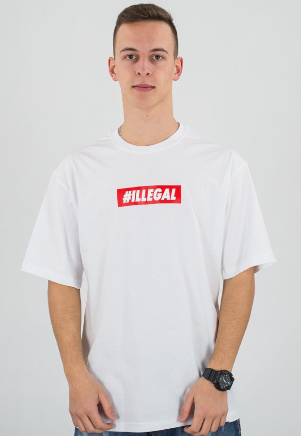T-shirt Illegal Odcisk biały