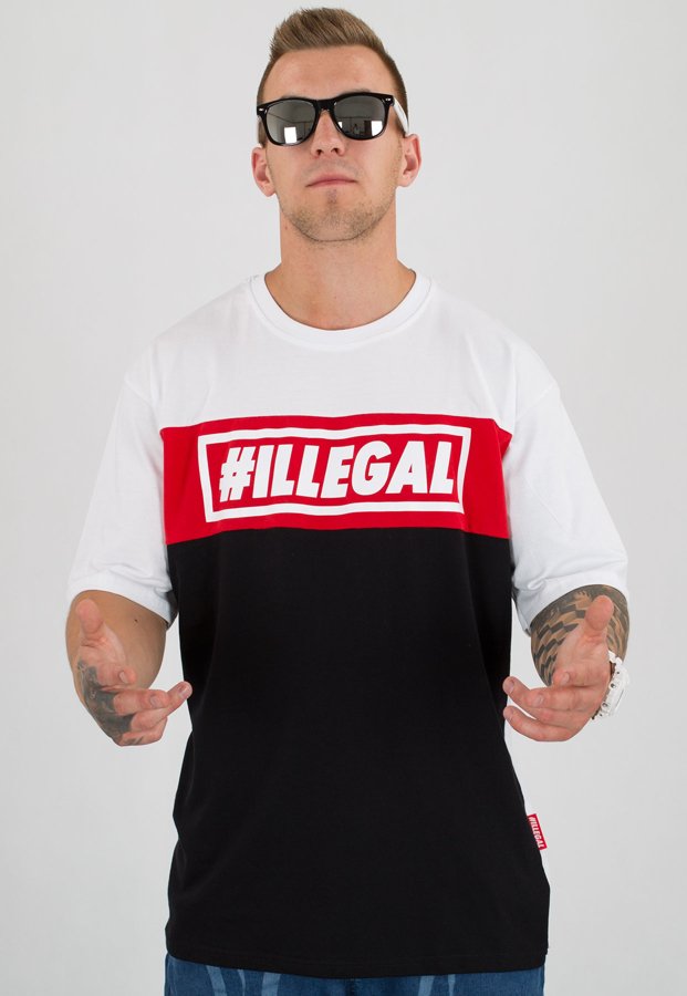T-shirt Illegal Red biały czarny dół