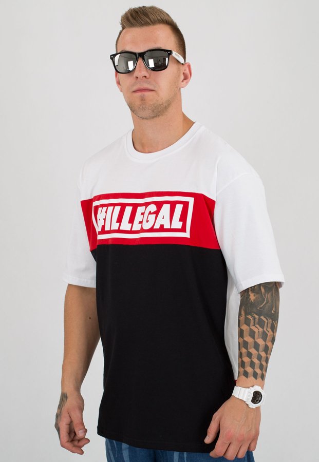 T-shirt Illegal Red biały czarny dół