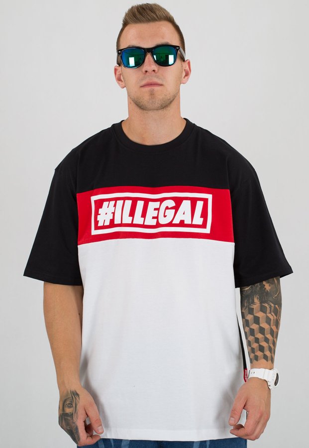 T-shirt Illegal Red czarny biały dół