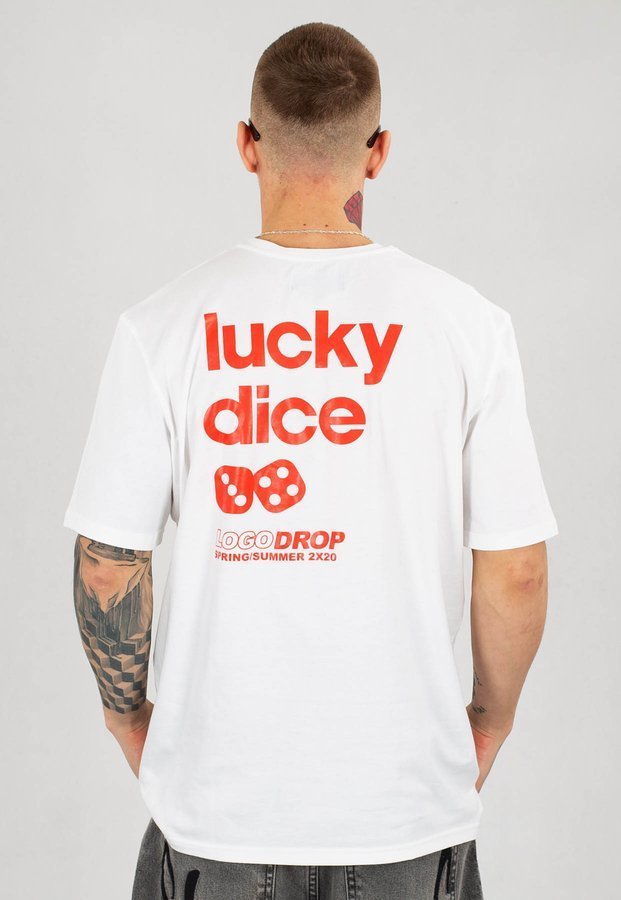 T-shirt Lucky Dice Back biały