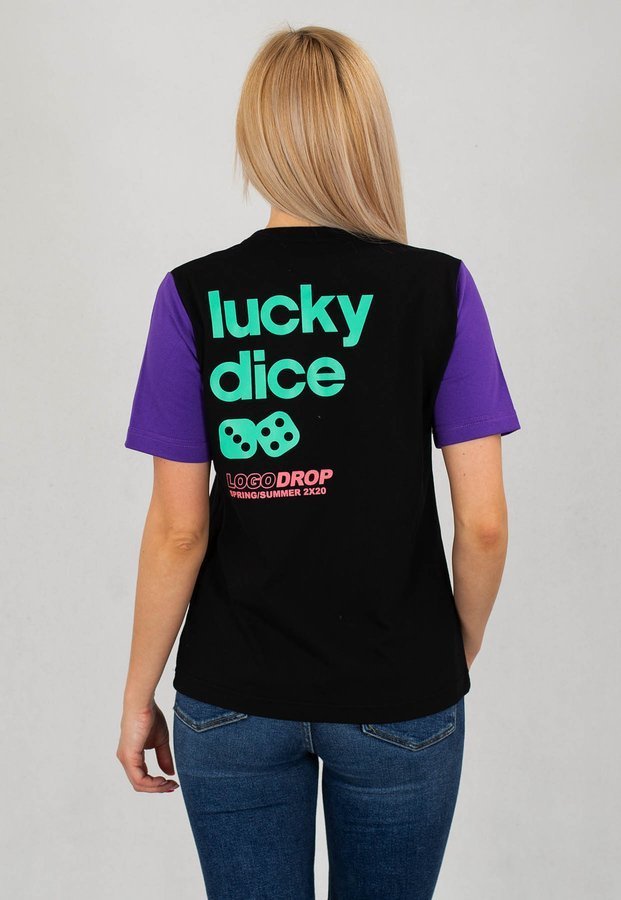 T-shirt Lucky Dice Back czarno fioletowy