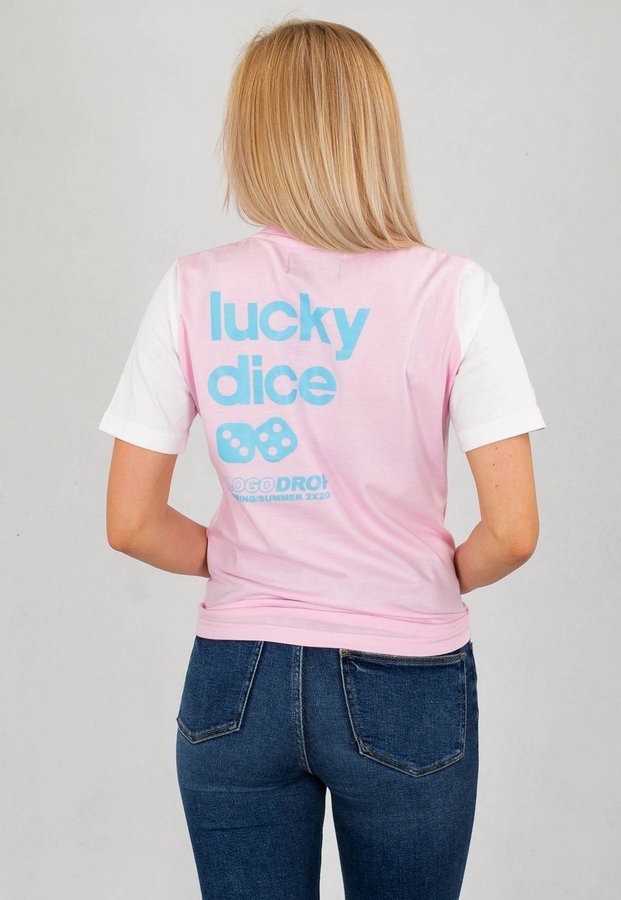 T-shirt Lucky Dice Back różowo biały