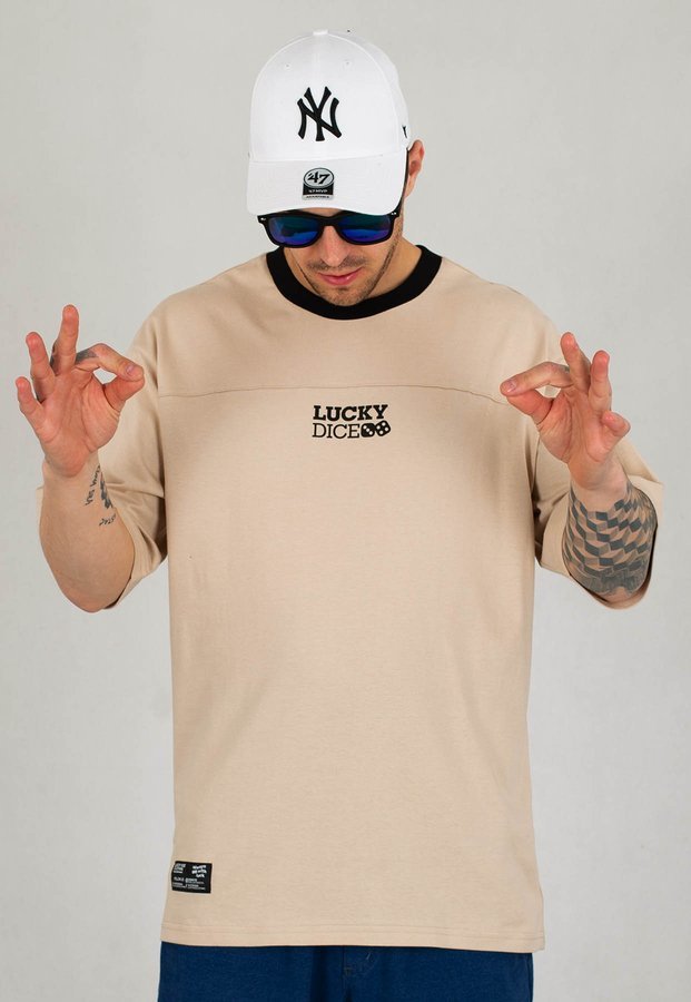 T-shirt Lucky Dice Cut Logo beżowy