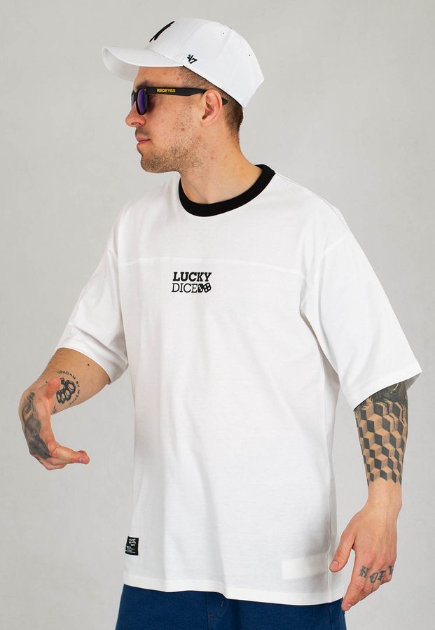 T-shirt Lucky Dice Cut Logo biały