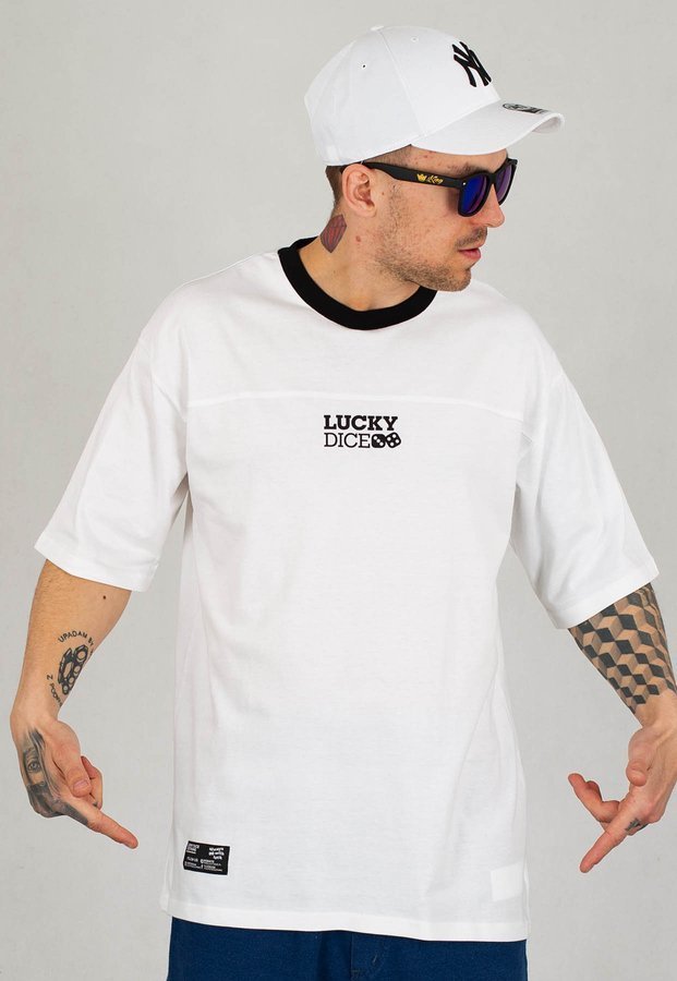 T-shirt Lucky Dice Cut Logo biały